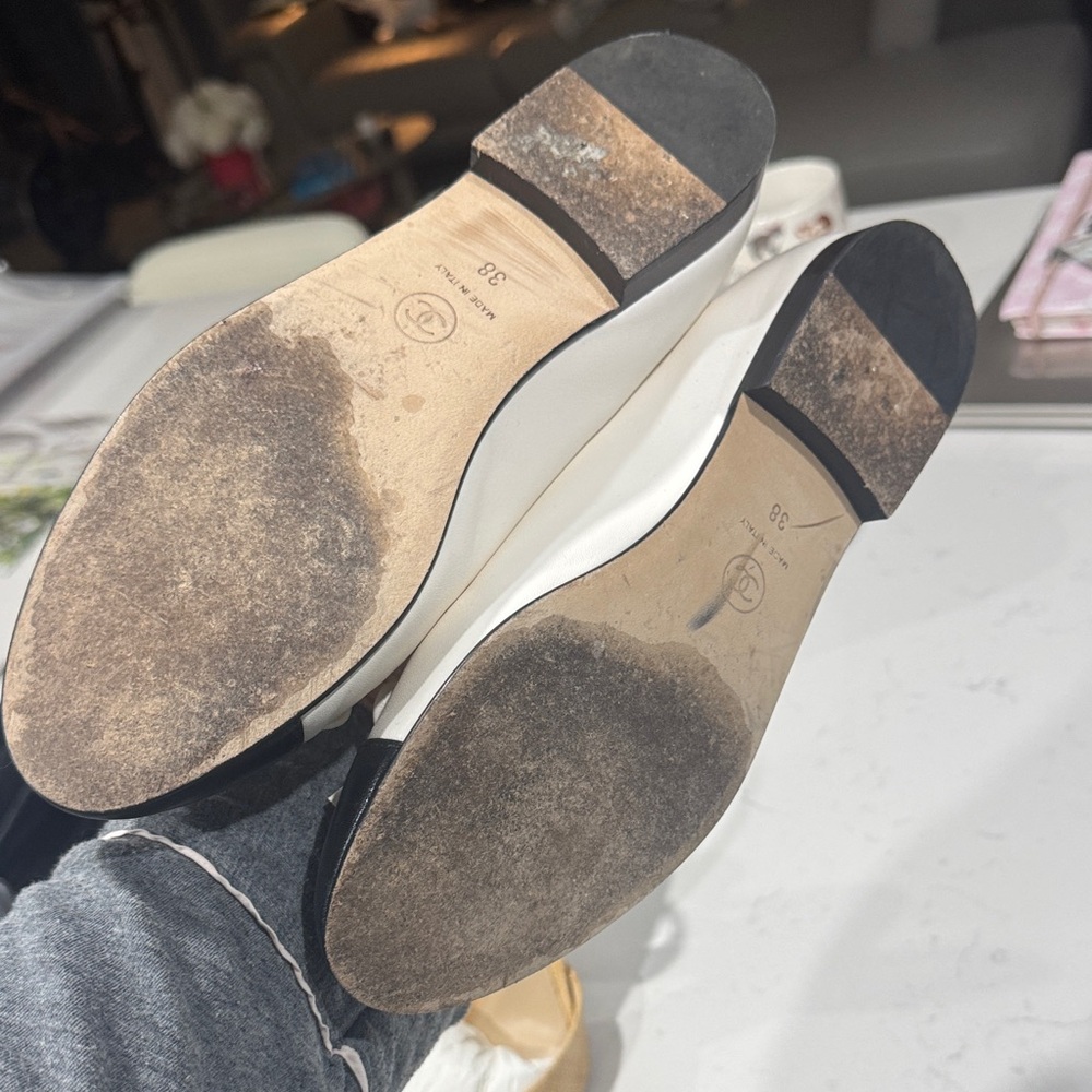 CHANEL Cream and Black Loafers - Picture 2 of 2